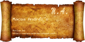 Macsa András névjegykártya